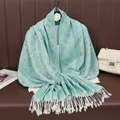 Light-luxury Jacquard Cashew Tassel Fashion Shawl for Women