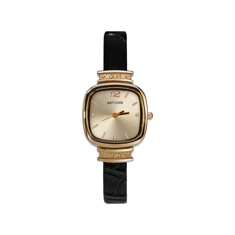 Retro-Style Womens Watch with Minimalist Square Dial