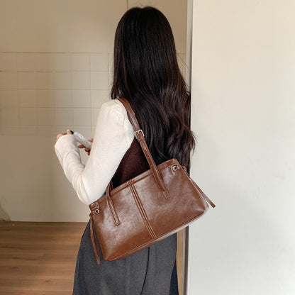 Korean Dongdaemun Retro Soft Leather Casual Shoulder Bag