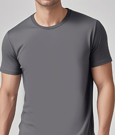 Buy Solid-Color Casual Short-Sleeve Crew Neck T-Shirt