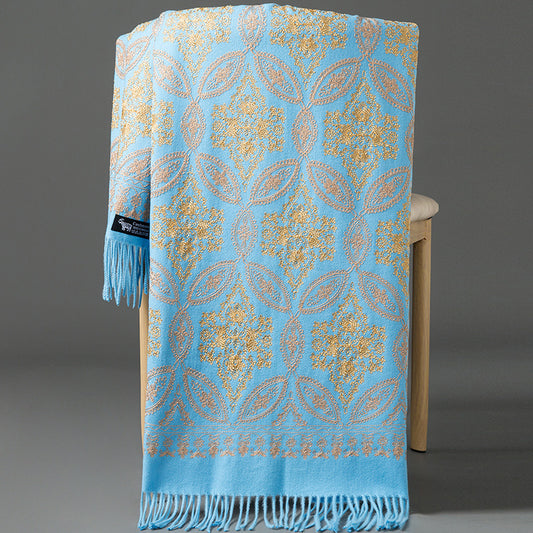 Buy Autumn Winter Golden Silk Lily Embroidered Xinjiang Cashmere