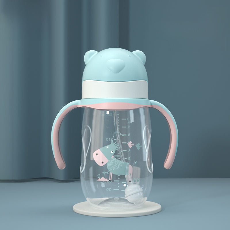 Baby Bottle with Straw Handle Wide Mouth for Daily Feeding