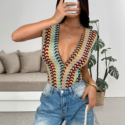 Stylish Women's Colorful Embroidered Striped Jumpsuit Unique