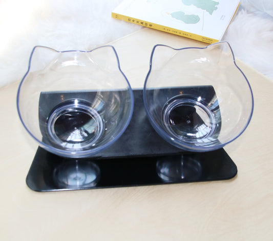 Cat Double Bowl – Ergonomic Food Bowl for Neck Protection