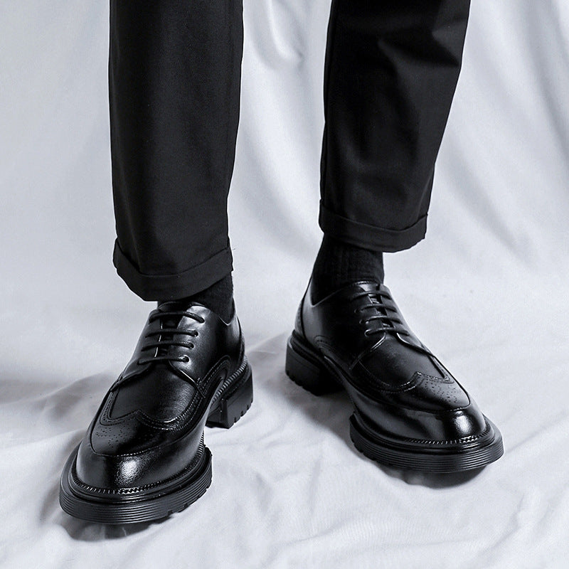 Buy Casual Brogue Platform Leather Shoes For Men Modern Style