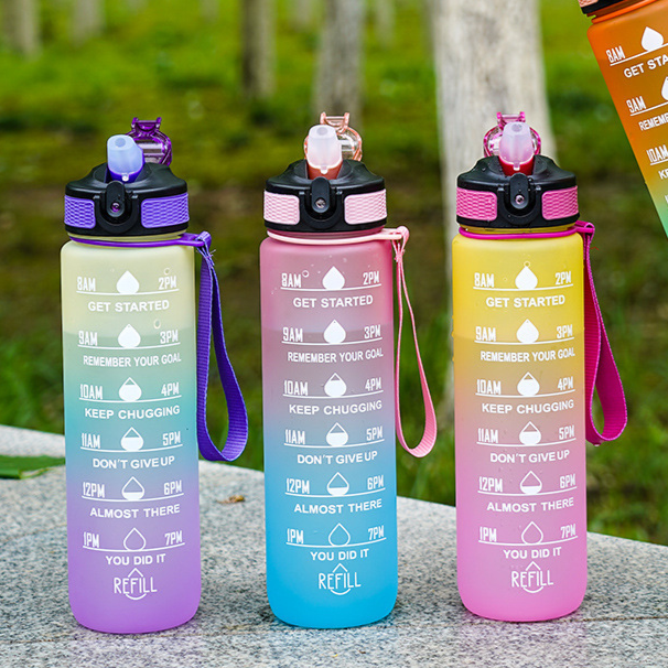 1000ml Gradient-Colored Straw Cup