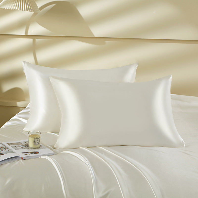 100% Mulberry Silk Double-Sided Silk Pillowcase 22m Pillowcase Amazon Pure Color Silk Embroidered Logo Wholesale
