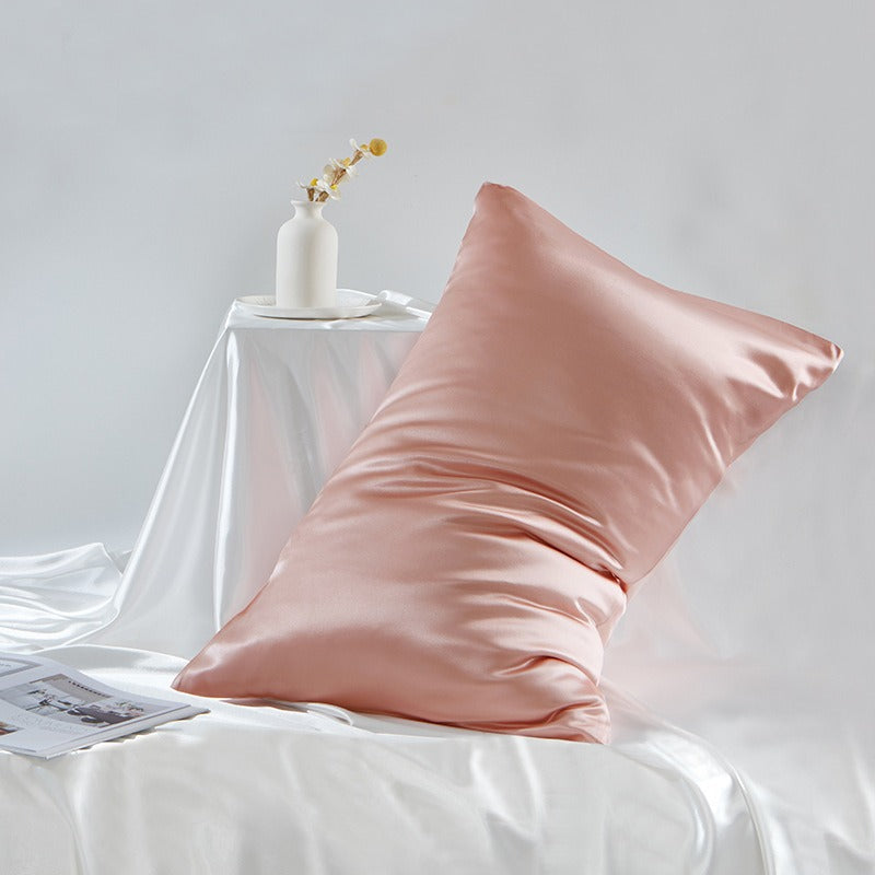 100% Mulberry Silk Double-Sided Silk Pillowcase 22m Pillowcase Amazon Pure Color Silk Embroidered Logo Wholesale