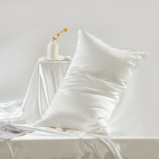 100% Mulberry Silk Double-Sided Silk Pillowcase 22m Pillowcase Amazon Pure Color Silk Embroidered Logo Wholesale