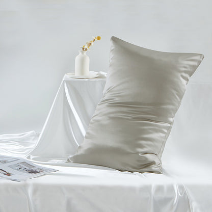 100% Mulberry Silk Double-Sided Silk Pillowcase 22m Pillowcase Amazon Pure Color Silk Embroidered Logo Wholesale