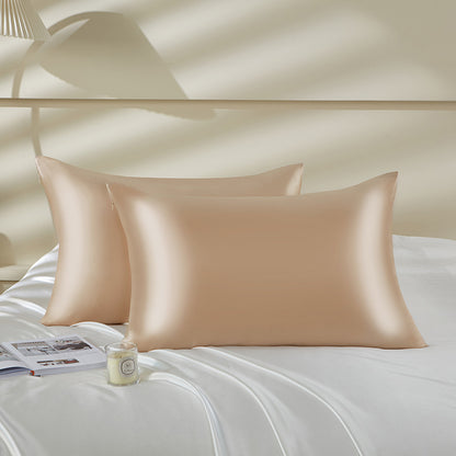 100% Mulberry Silk Double-Sided Silk Pillowcase 22m Pillowcase Amazon Pure Color Silk Embroidered Logo Wholesale