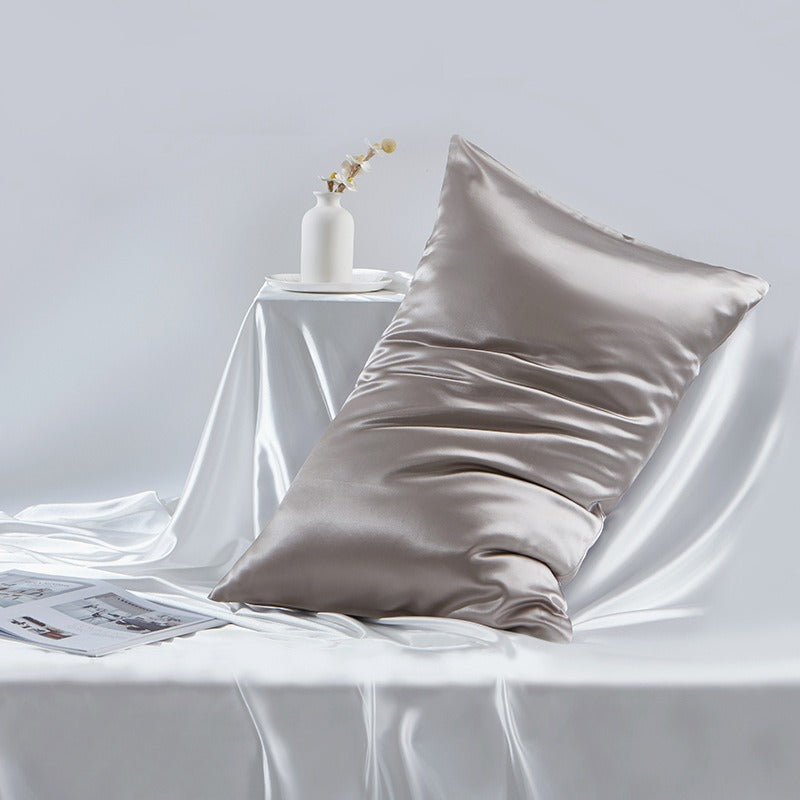 100% Mulberry Silk Double-Sided Silk Pillowcase 22m Pillowcase Amazon Pure Color Silk Embroidered Logo Wholesale