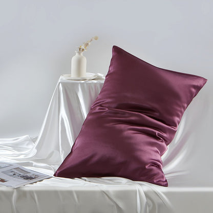 100% Mulberry Silk Double-Sided Silk Pillowcase 22m Pillowcase Amazon Pure Color Silk Embroidered Logo Wholesale
