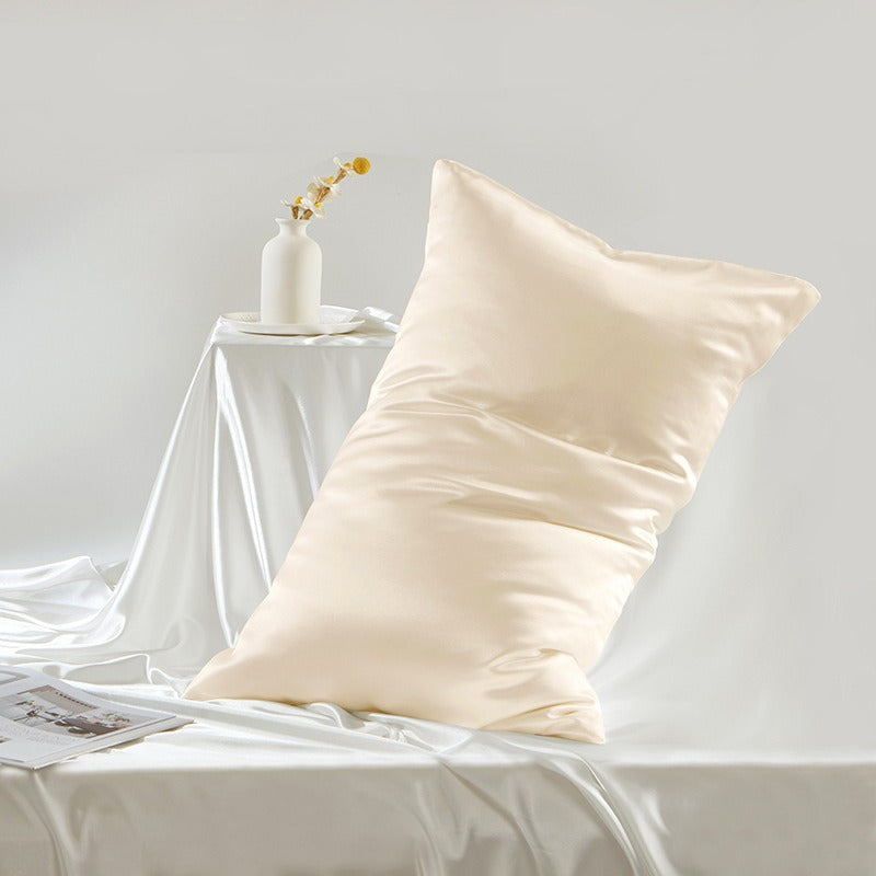 100% Mulberry Silk Double-Sided Silk Pillowcase 22m Pillowcase Amazon Pure Color Silk Embroidered Logo Wholesale