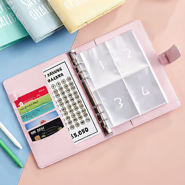 100EnvelopeChallenge loose-leaf book couple challenge event cash envelope budget planning notebook