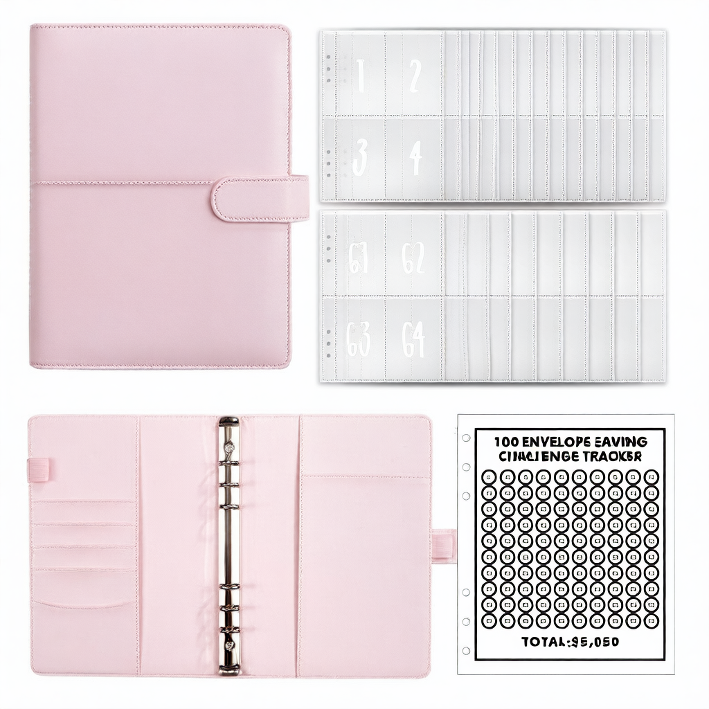 100EnvelopeChallenge loose-leaf book couple challenge event cash envelope budget planning notebook