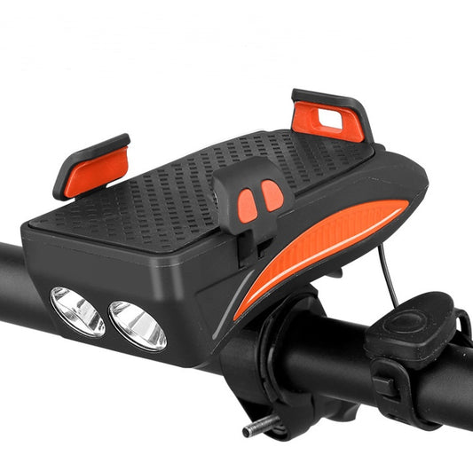 Motorcycle Bicycle Phone Holder with Charging & Front Lamp