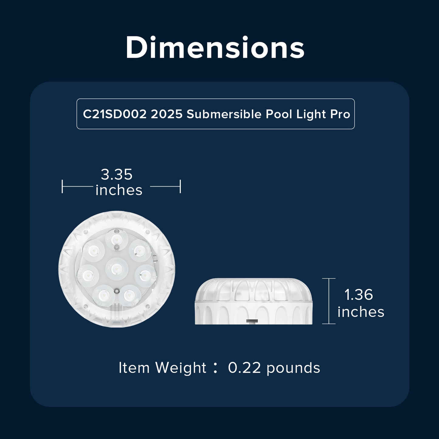 SANSI IP68 Waterproof RGB Pool Light Rechargeable LED Lamp