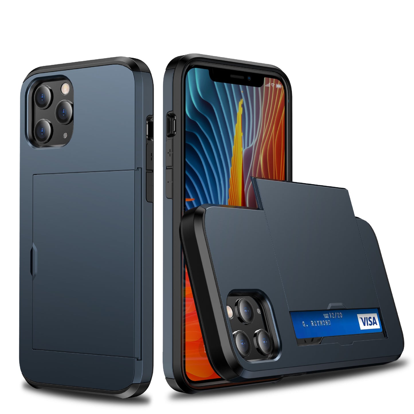 Buy iPhone 12 Card Push Anti-Drop Sliding Phone Case Compatible