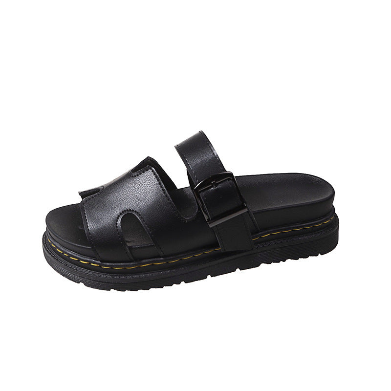 Women's Thick-Soled One-Word Buckle Casual Slippers Wear