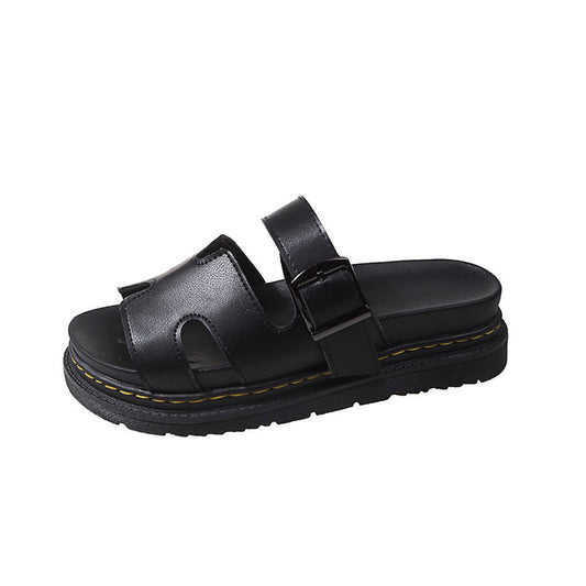 Women's Thick-Soled One-Word Buckle Casual Slippers Wear