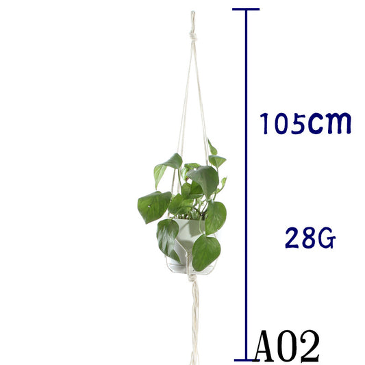Flower Pot Net Bag – Beige Cotton Rope Indoor Plant Hanger