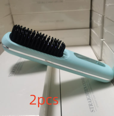 2-in-1 Hair Straightener Brush Wireless Fast Heating Comb