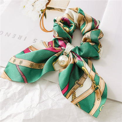 Pearl Pendant Large Hair Band – Knotted Big Bow Hair Rope