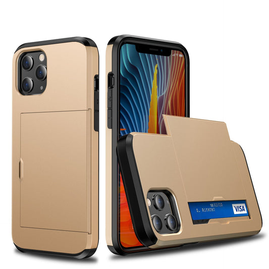 Buy iPhone 12 Card Push Anti-Drop Sliding Phone Case Compatible