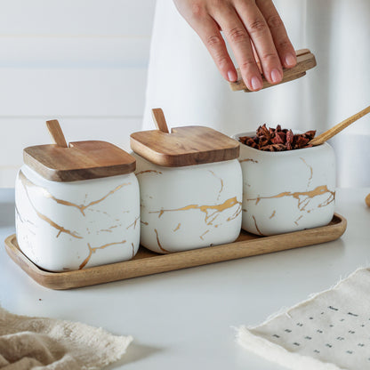 Gold Marble Jar Set – Nordic Style Kitchen Storage Containers