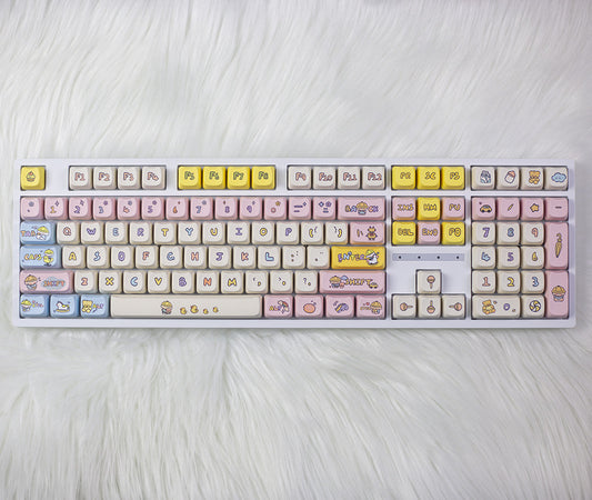 108-Key Mechanical Keyboard, Three-Mode Wired, Wireless, Bluetooth, Hot-Swappable, Suitable for Girls, Office, Gaming, Cute Rgb Lighting