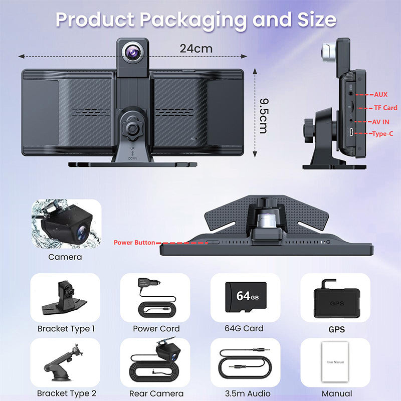 10. 26-inch in-car video recorder