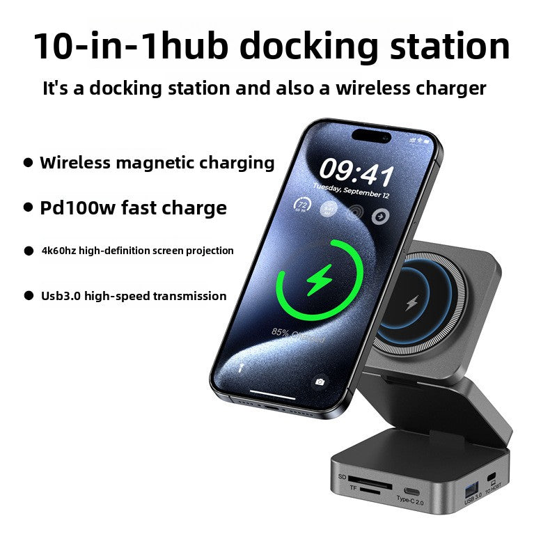 10-in-1 Multifunctional Hub with Wireless Charging