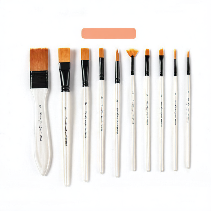 10 Nylon Hair Brushes Set for Watercolor Acrylic Oil Painting