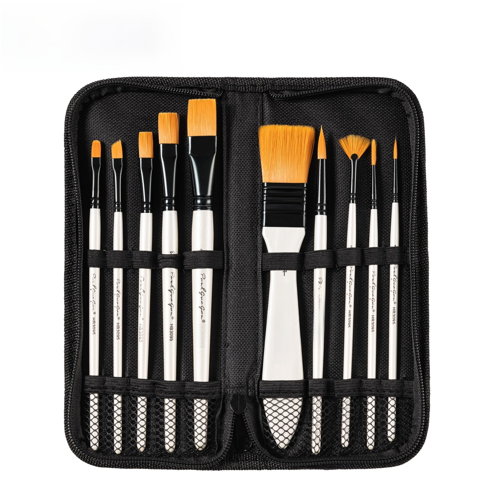 10 Nylon Hair Brushes Set for Watercolor Acrylic Oil Painting