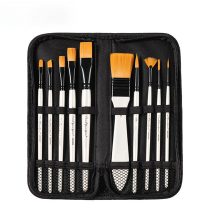 10 Nylon Hair Brushes Set for Watercolor Acrylic Oil Painting