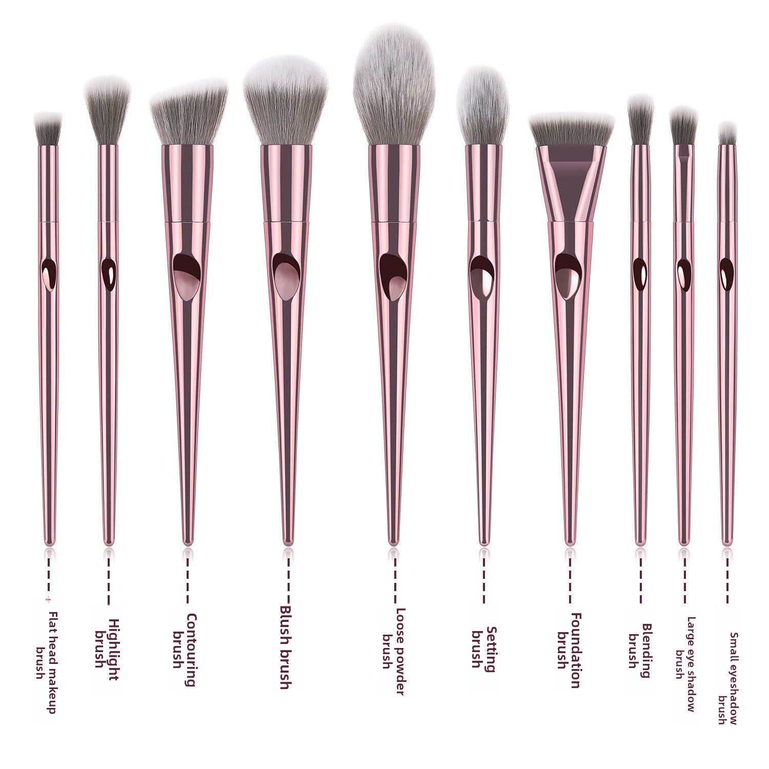 10-Piece Fingerprint Makeup Brush Set with Pouch