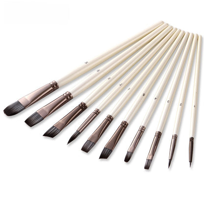 10-Piece Nylon Hair Paint Brushes