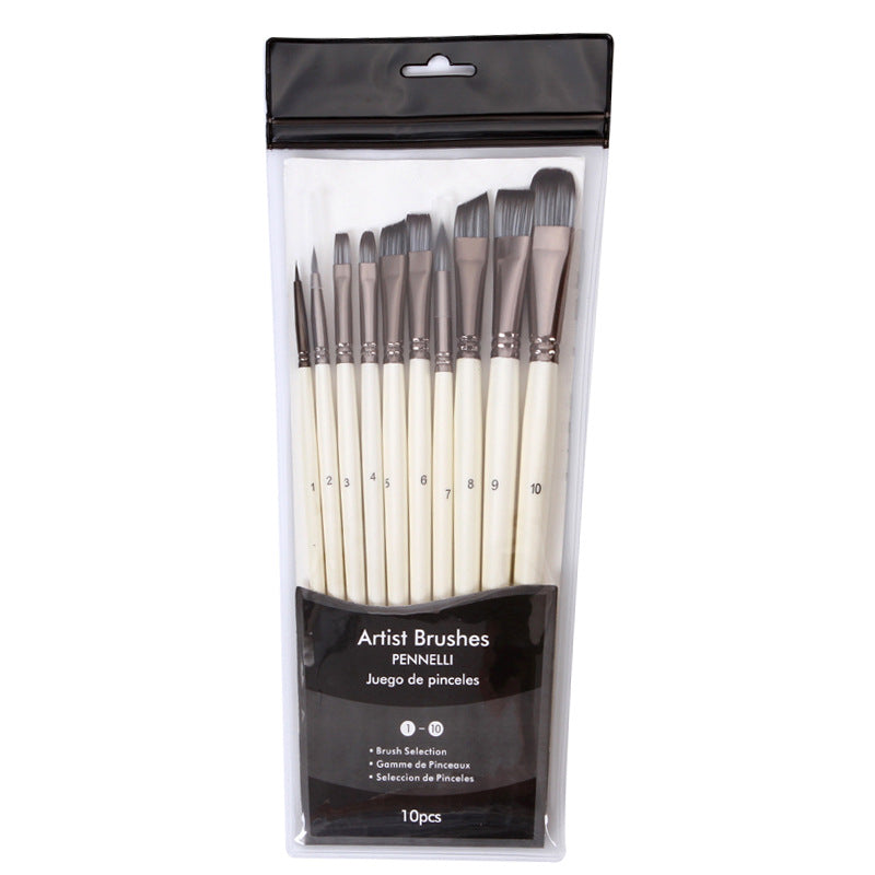 10-Piece Nylon Hair Paint Brushes