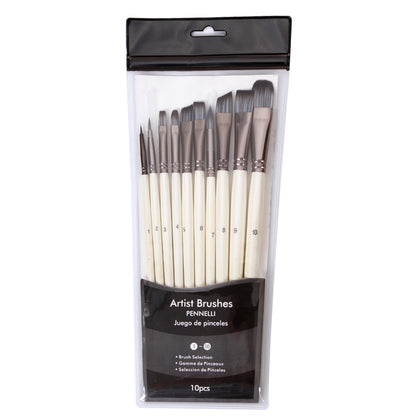 10-Piece Nylon Hair Paint Brushes
