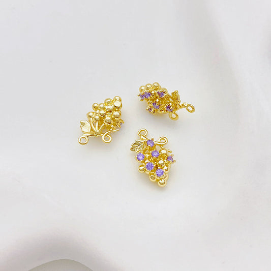 14K Gold Plated Zircon Studded Fruit Pendant Fashion Jewelry