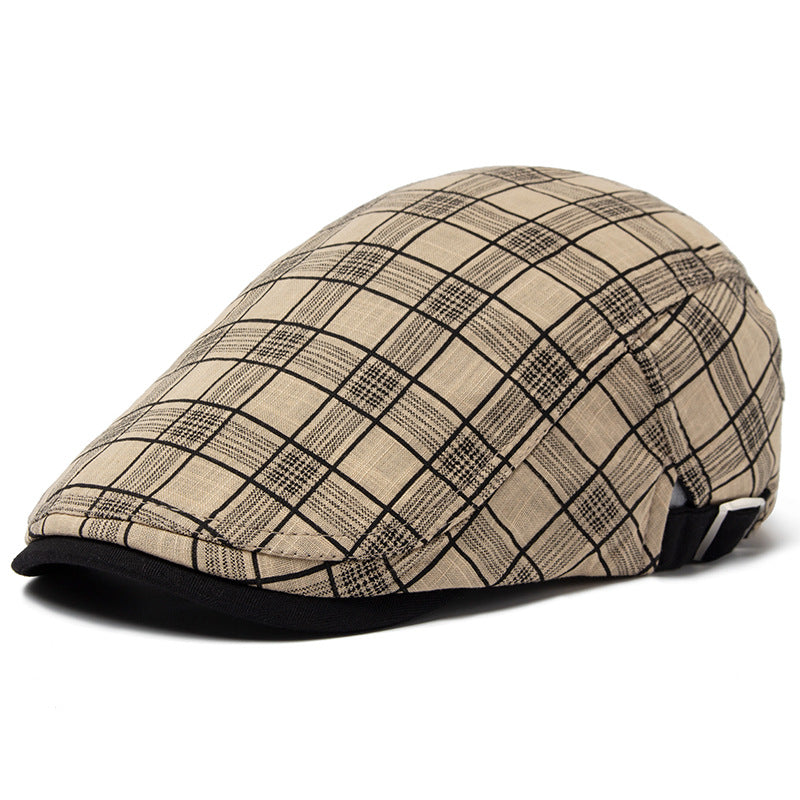 Mens Summer Plaid Beret Lightweight Fashionable Headwear