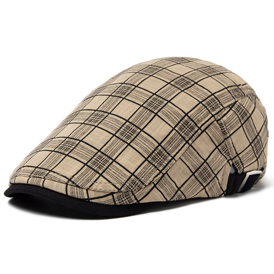 Mens Summer Plaid Beret Lightweight Fashionable Headwear