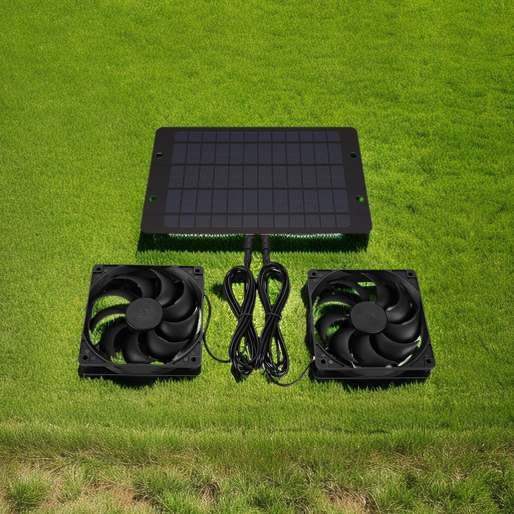 10W 12V Solar Panel Dual Exhaust Fan for Ventilation