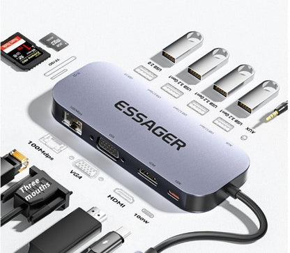 11-in-1 Type-C Expansion Hub with Network Port & Cable Splitter Global swanky 2