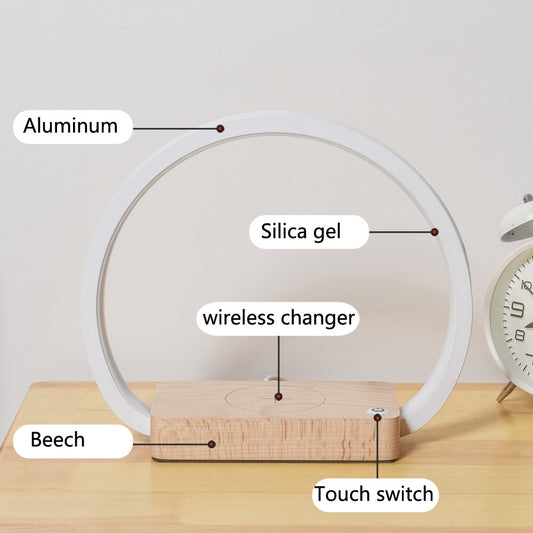 Wireless Charging Desk Lamp with Eye Protection & USB Power
