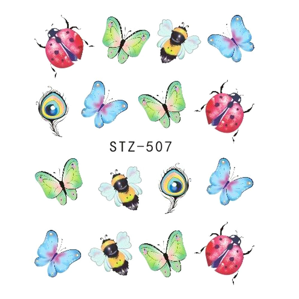 Buy Cute Butterfly Flower Nail Sticker Water Transfer Design.