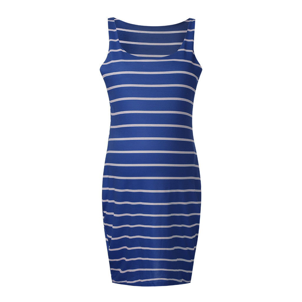 Striped Maternity Dress Versatile Vest Dress Expecting Mothers