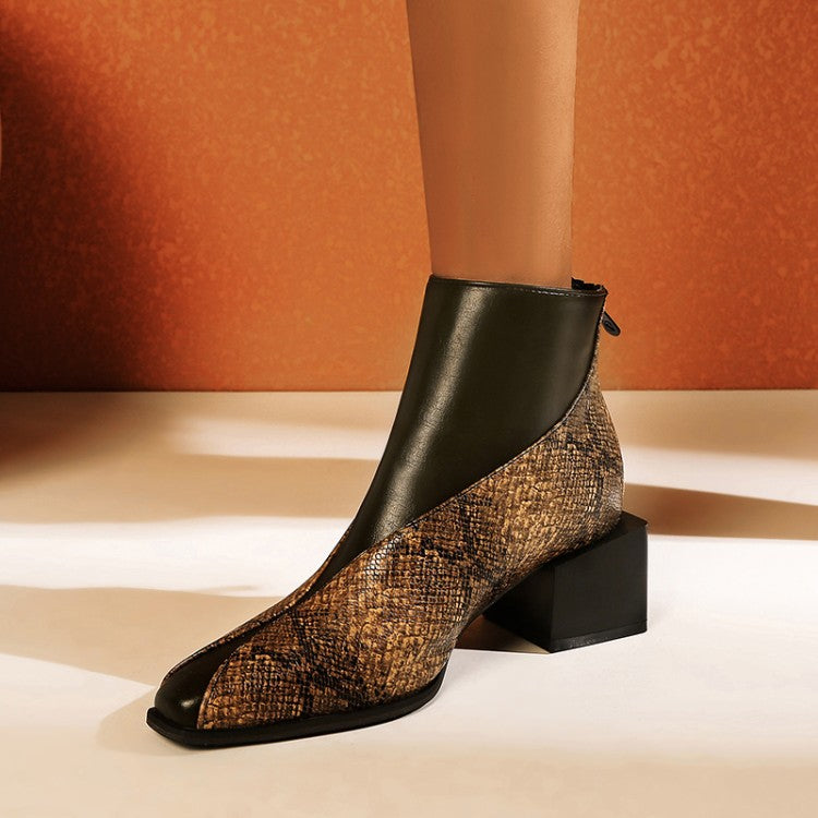 Square Heel Low Boots for Women Back Zipper Casual Daily Wear Global swanky 2