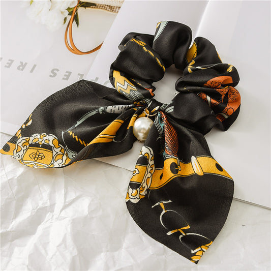 Pearl Pendant Large Hair Band – Knotted Big Bow Hair Rope